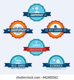 Set of Summer Holidays Labels, Design Elements and Typography