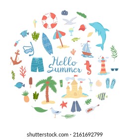 Set Summer Holidays Tourism Hello Summer Stock Vector (Royalty Free ...