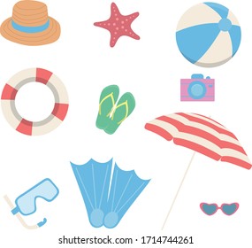 Set for summer holidays vector pictures - Shutterstock ID 1714744261