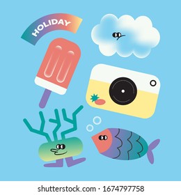 Set of summer icon. Summer illustration set in flat vector design.
