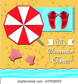 set summer icon over sand and beach