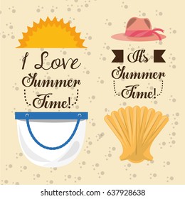 set summer icon over the soft sand