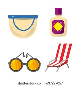 set summer icon over white background