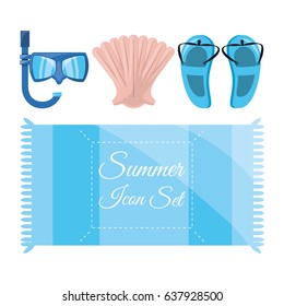 set summer icon over white background