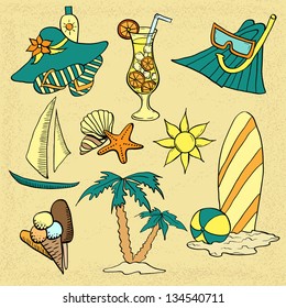 set of summer icons