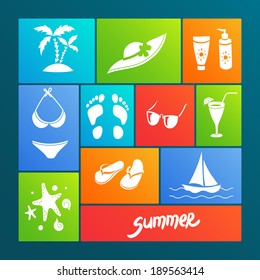 Set of summer icons.  