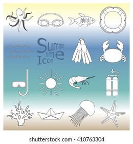 Set of summer icons.