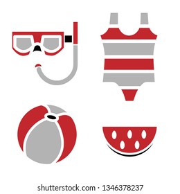 set of summer icons. Beach and sea relaxation and fun equipment vector symbols