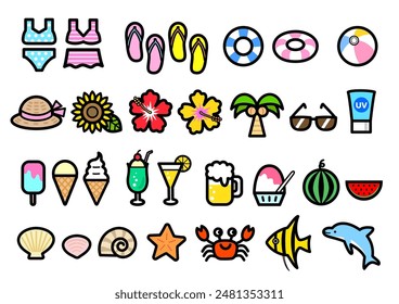 Set of summer icons (color)