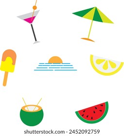 conjunto de diseño de iconos de verano