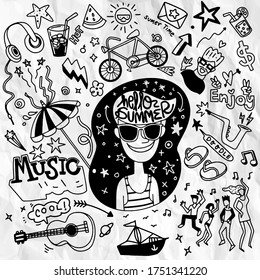 Set of summer icons and design elements