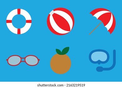 set of summer icons. summer elements collection