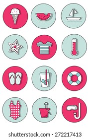 Set of Summer Icons in Fresh and Pop Colors