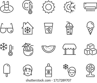 set of summer icons, hot, ice cream, sun, drinks