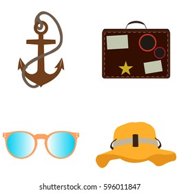 Set of summer icons on a white background, Vector illustration