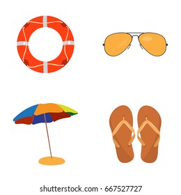 Set of summer icons on a white background, Vector illustration