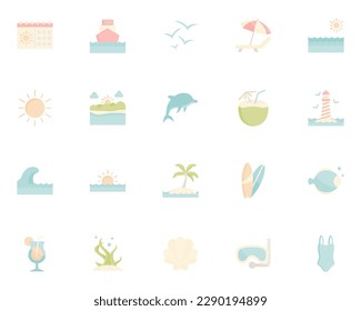 set of summer icons, sea, beach, vacation