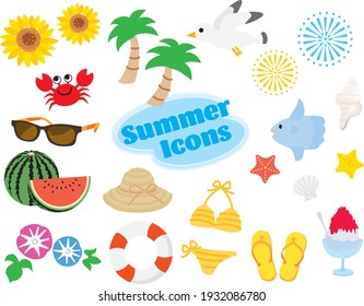 Set of the summer illustration icon