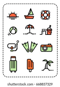 Set of Summer illustration Vector thin color Line Icons