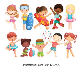 Set of Summer Kids illustration 