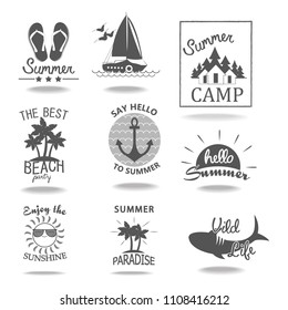Set of summer labels and design elements Design element for label poster print card logo banner sign