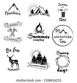 Set of summer labels and design elements Design element for label poster print card logo banner sign