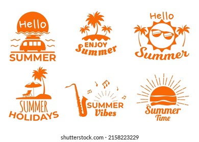 Set of summer labels. elements of summer holiday