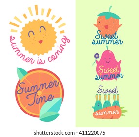 Set of summer labels. Isolated vector elements.