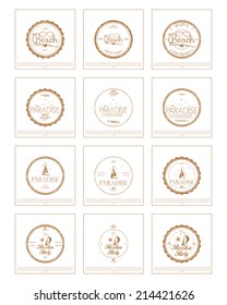 a set of summer labels on a white background