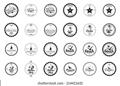 a set of summer labels on a white background