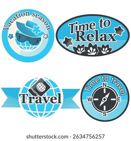 set of summer labels stickers travel vacation adventures for travel agencies
