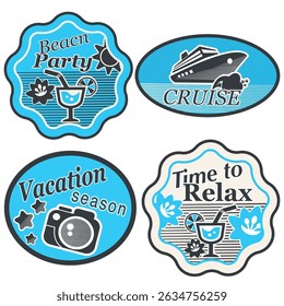 set of summer labels stickers travel vacation adventures for travel agencies