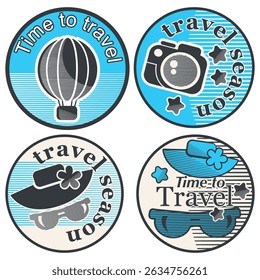 set of summer labels stickers travel vacation adventures for travel agencies