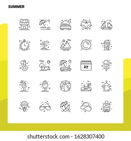 Set of Summer Line Icon set 25 Icons. Vector Minimalism Style Design Black Icons Set. Linear pictogram pack.