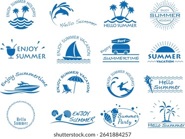 Set of Summer Logo Designs with Beach and Vacation Themes