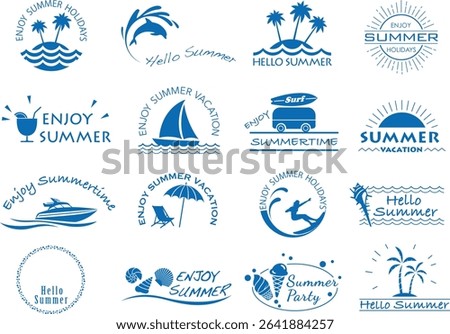 Set of Summer Logo Designs with Beach and Vacation Themes