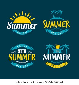 set of summer logo template. banner, emblem, sticker, label, stamp