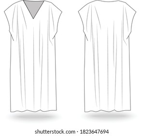 Set of summer long maxi dresses and fashion stylish dress collection template, fill in the blank apparal tops bottoms various styles