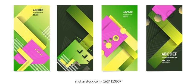 Set сolorful summer mosaic covers design lines future geometric template bright colorful graphic design