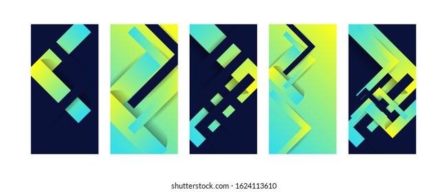 Set сolorful summer mosaic covers design lines future geometric template bright colorful graphic design