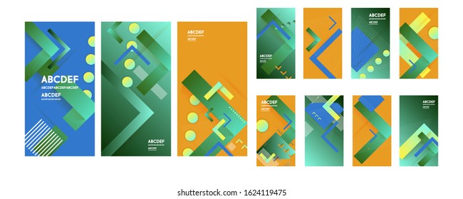 Set сolorful summer mosaic covers design lines future geometric template bright colorful graphic design
