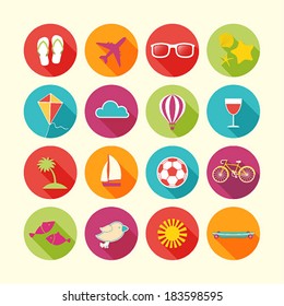 Set of Summer objects. Vector illustration.