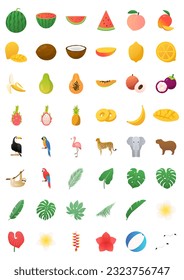 Set of summer objects vector illustration.
