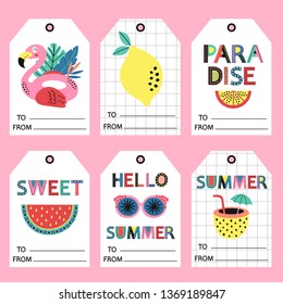 set of summer paradise tags  - vector illustration, eps
