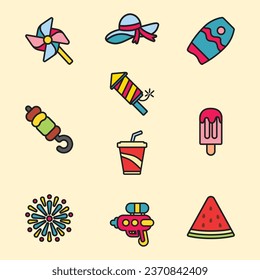 Ilustración de líneas planas de corte de verano