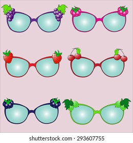 Set of summer points. Colourful berries. Vector illustration.