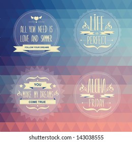 Set Summer poster.Typography.Vector illustration.