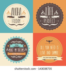 Set Summer poster.Typography.Vector illustration.