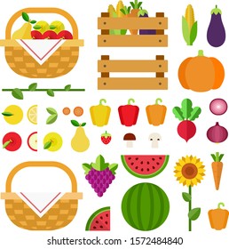 Set of Summer Products icons flat vector illustration