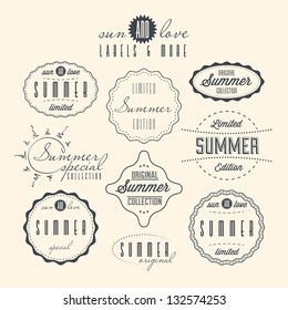 Set of summer related vintage labels.